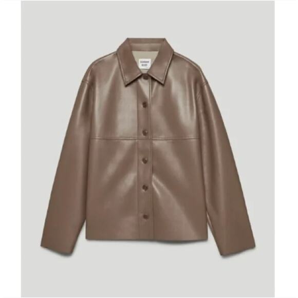 SUNDAY BEST x ARITZIA Gabby Vegan Leather Shirt Jacket Shitake Tan Brown {R6} - Picture 1 of 5